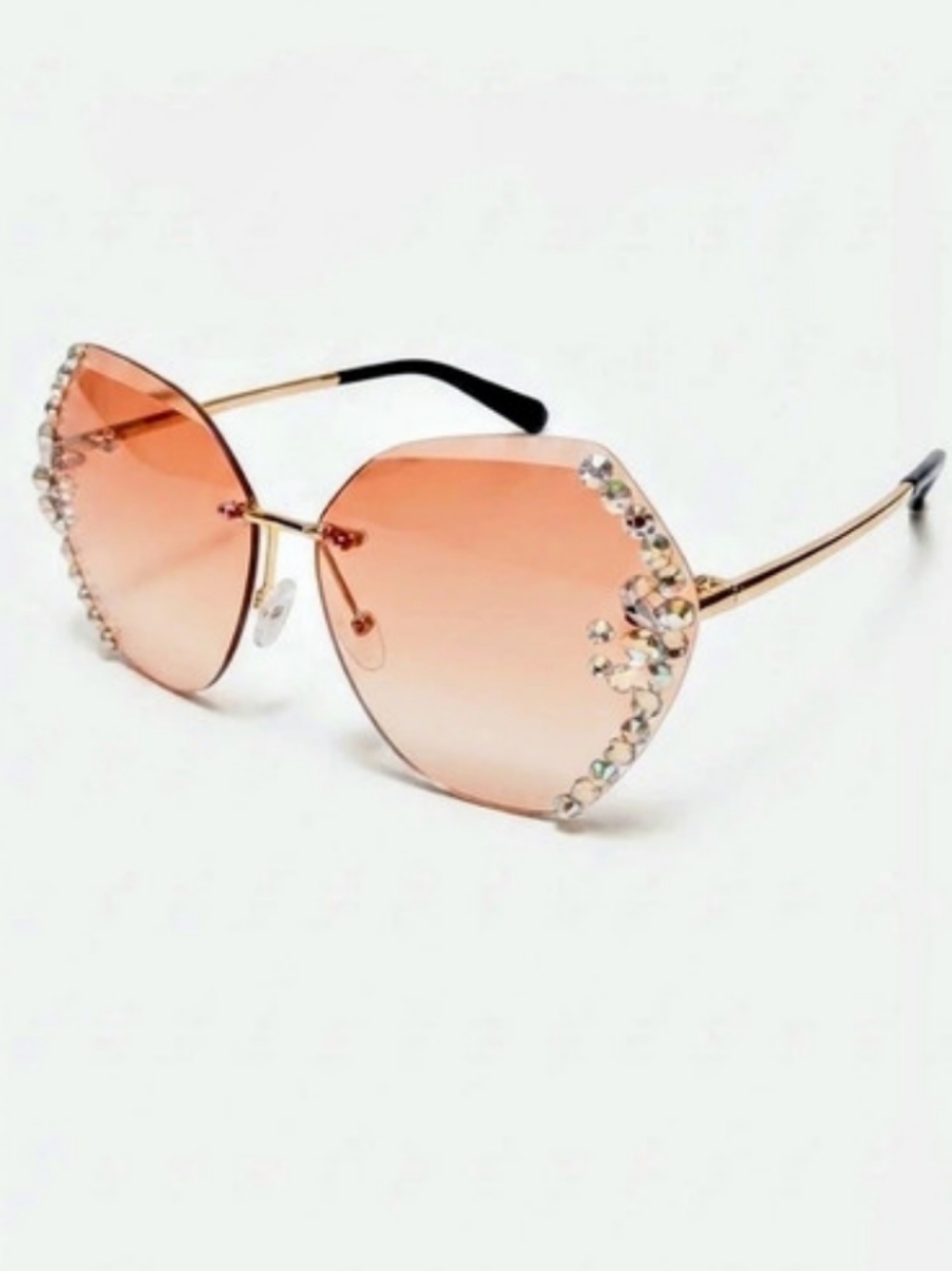 Festival Rhinestone Iridescent Sunglasses Frameless Statement Eyewear
